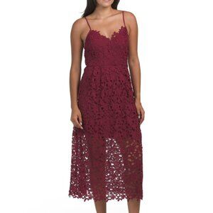 NWT ASTR the label Lace Aline Midi dress in Wine Crochet XXL